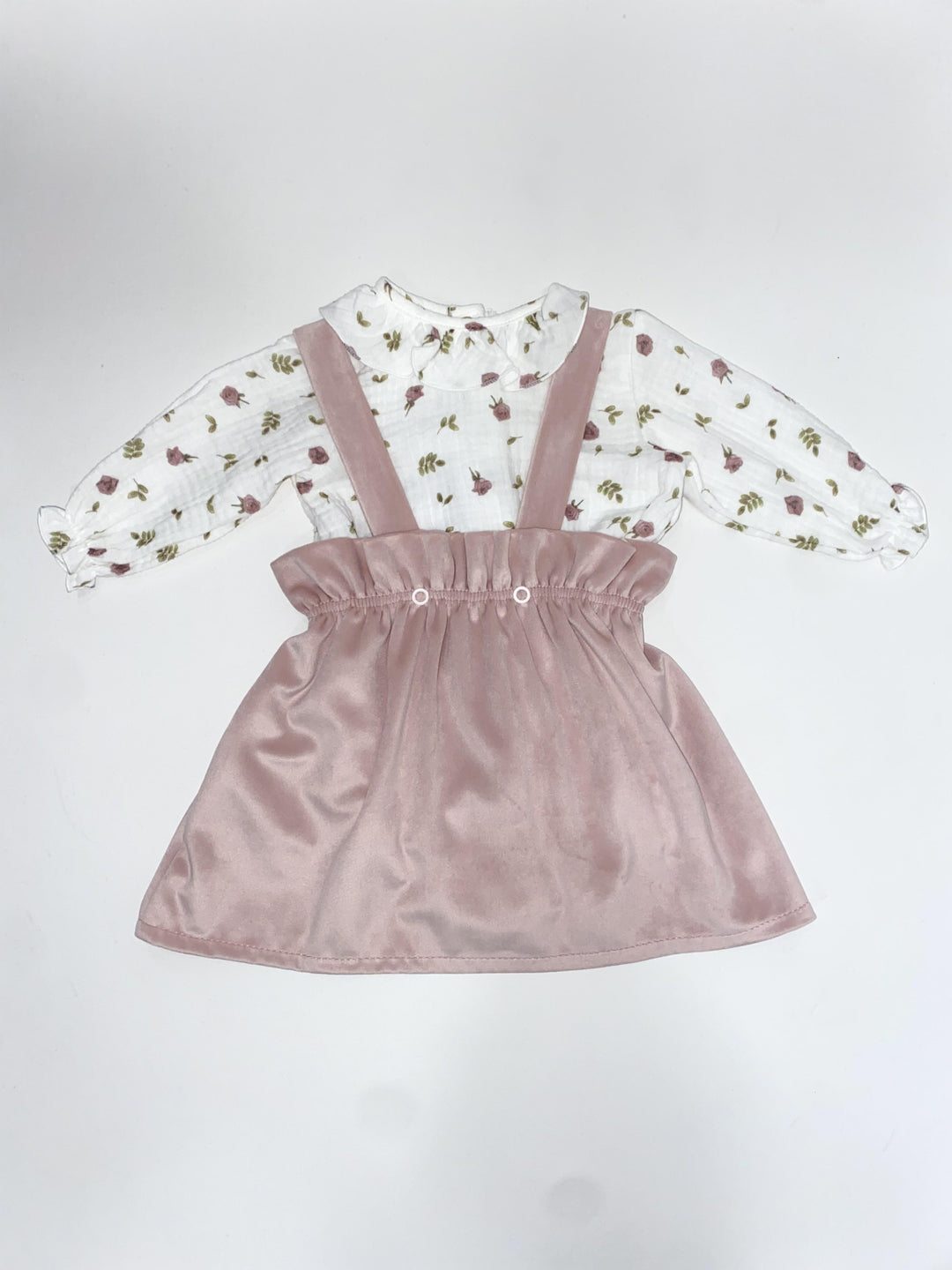 Salopette a gonna in velluto con camicia a fantasia VS8050 RO Teto e Tatta 