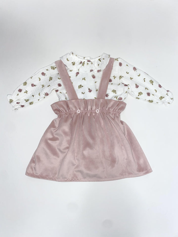 Salopette a gonna in velluto con camicia a fantasia VS8050 RO Teto e Tatta 