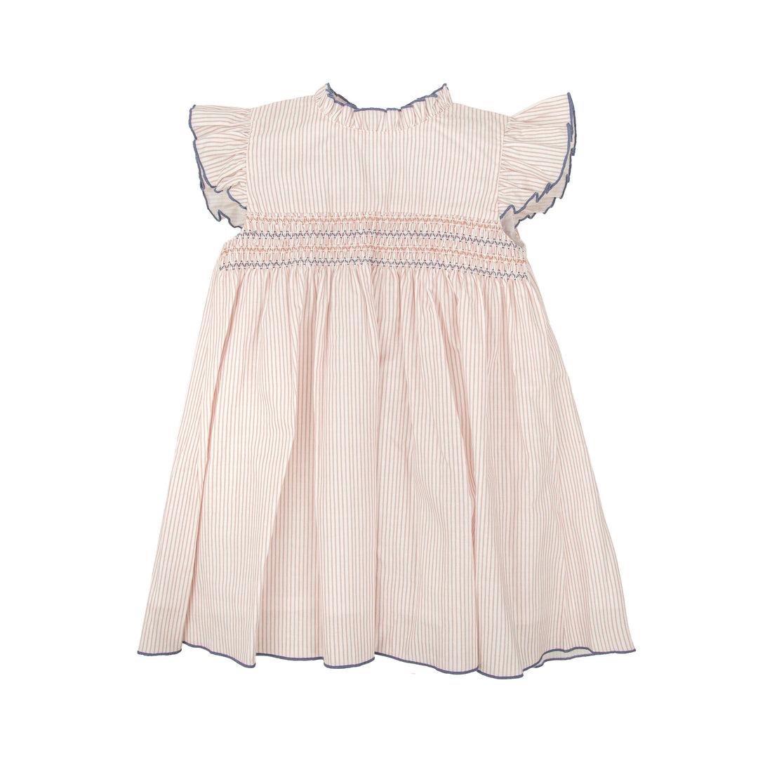 Abito a righe con punto smock e volant 90420 CE BABIDU 