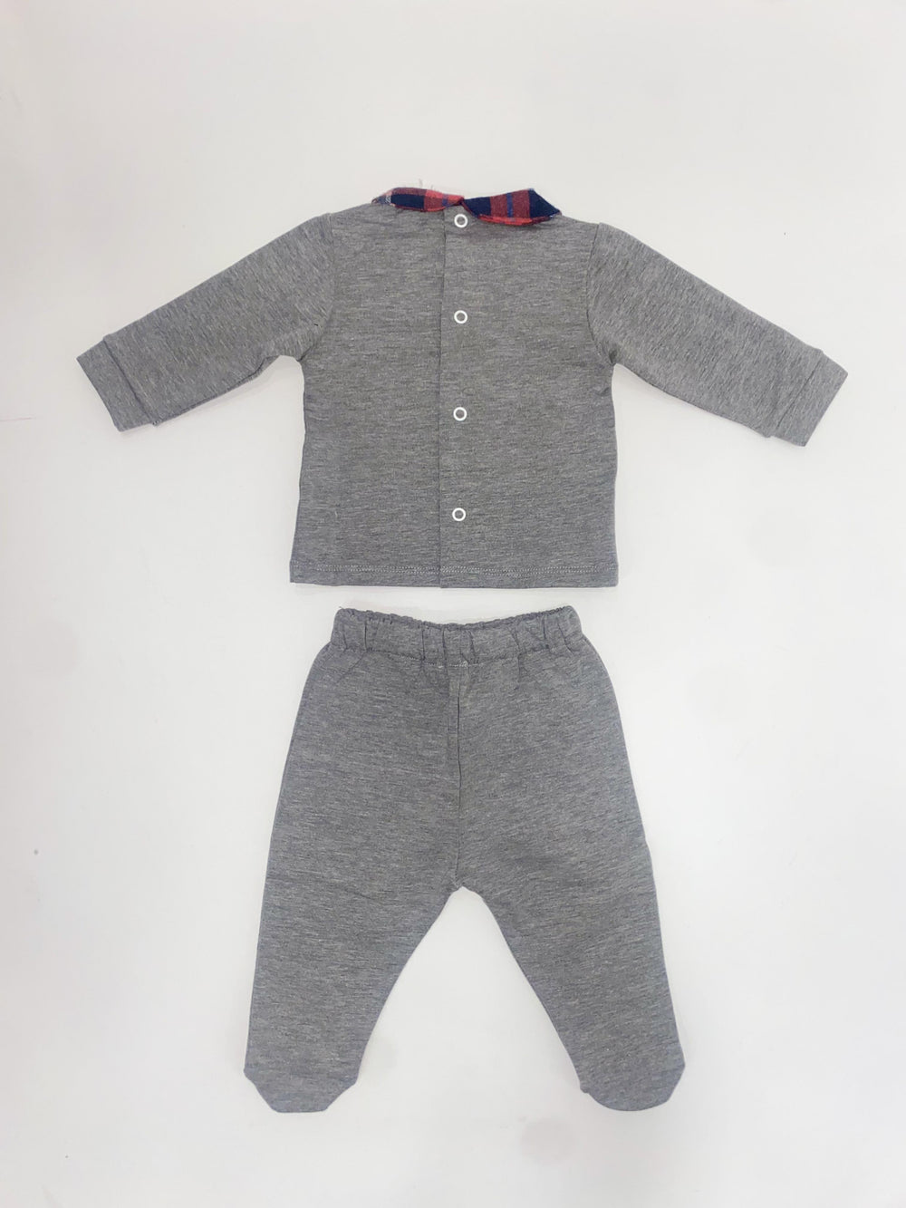 Completo due pezzi in cotone caldo con orsetto tartan 8551/70 GR PERDIPIU' 