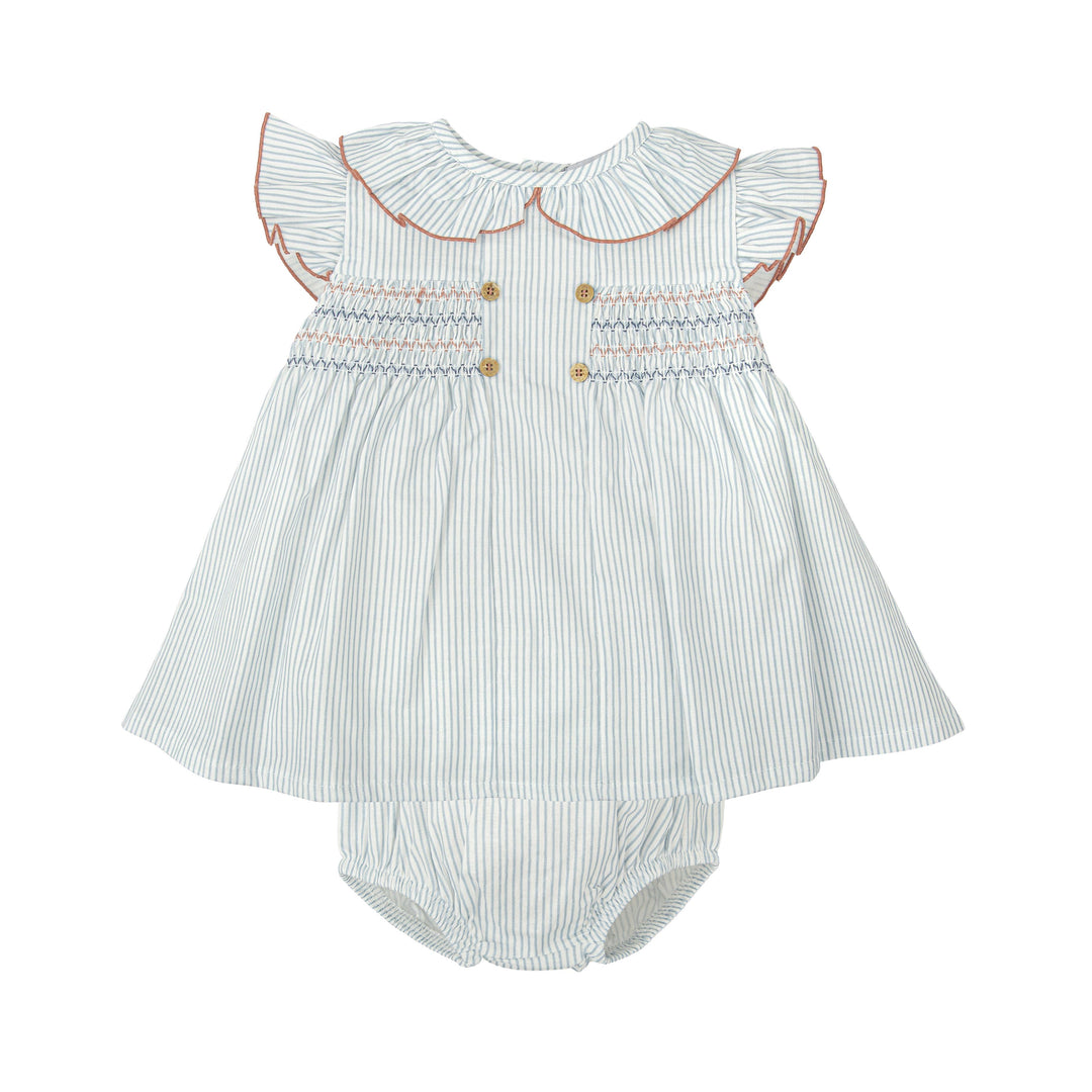 Completo con culotte a righe e nido d'ape 92420 CE BABIDU 