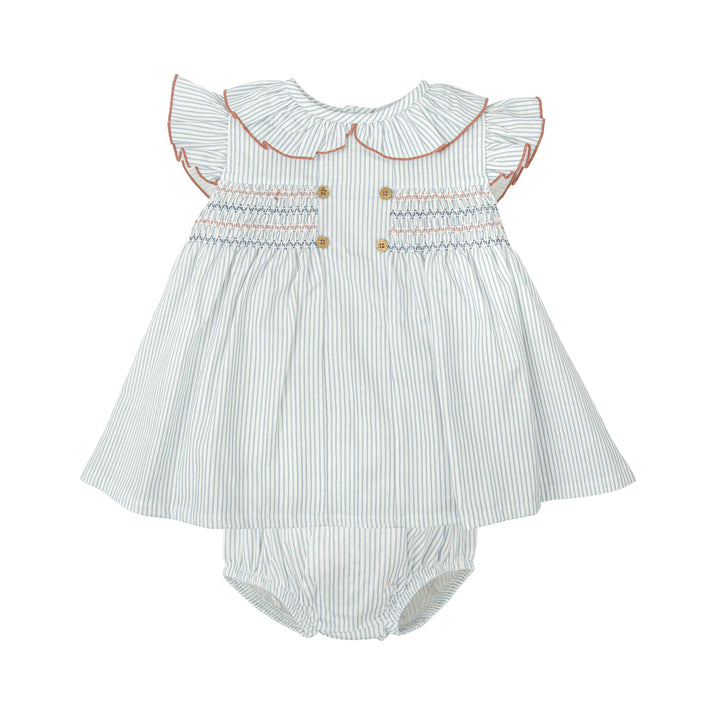 Completo con culotte a righe e nido d'ape 92420 CE BABIDU 