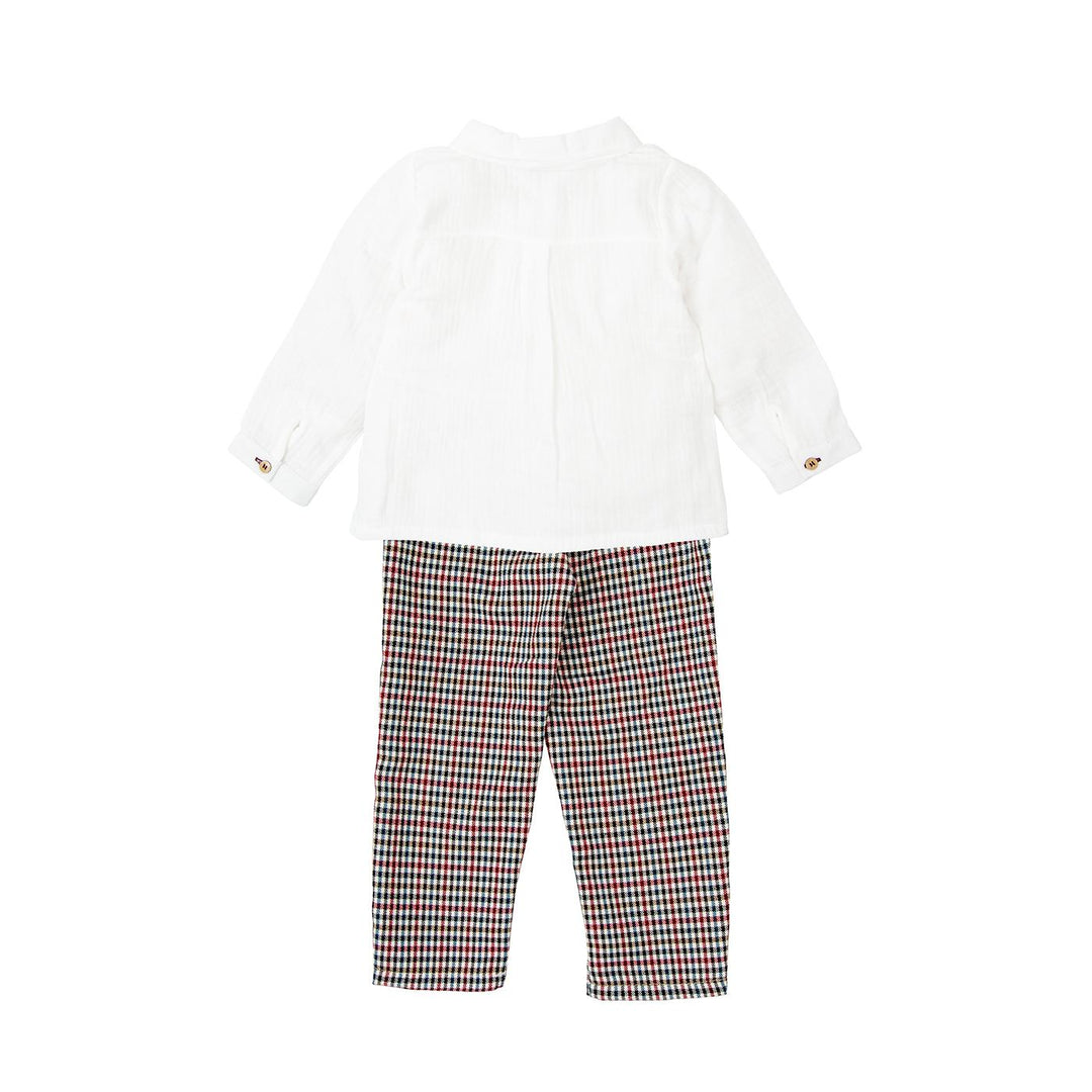 Completo pantalone a quadretti e camicia bianca 42660 BBD BABIDU 