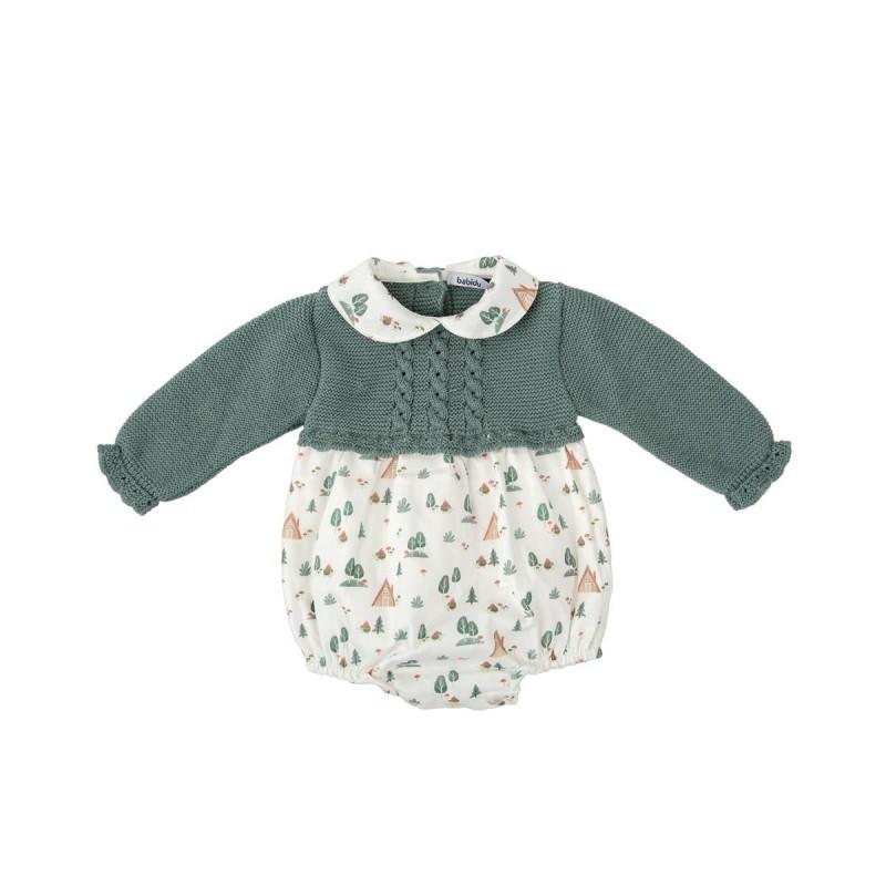 Pagliaccetto lavorato a maglia e fantasia bosco 30801 VE BABIDU 