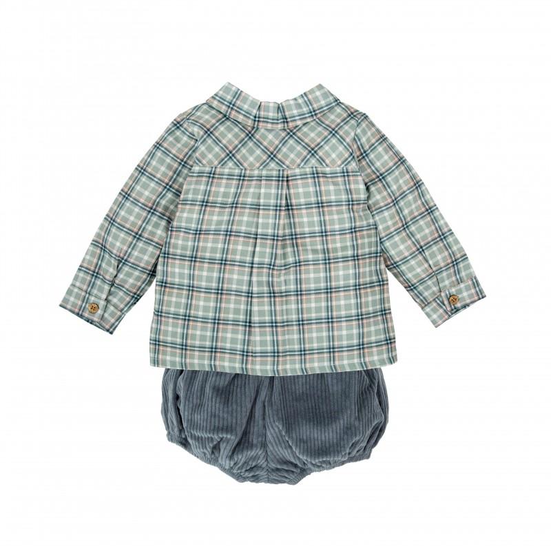 Camicia scozzese e pantaloncino in velluto a coste 42651 VE BABIDU 