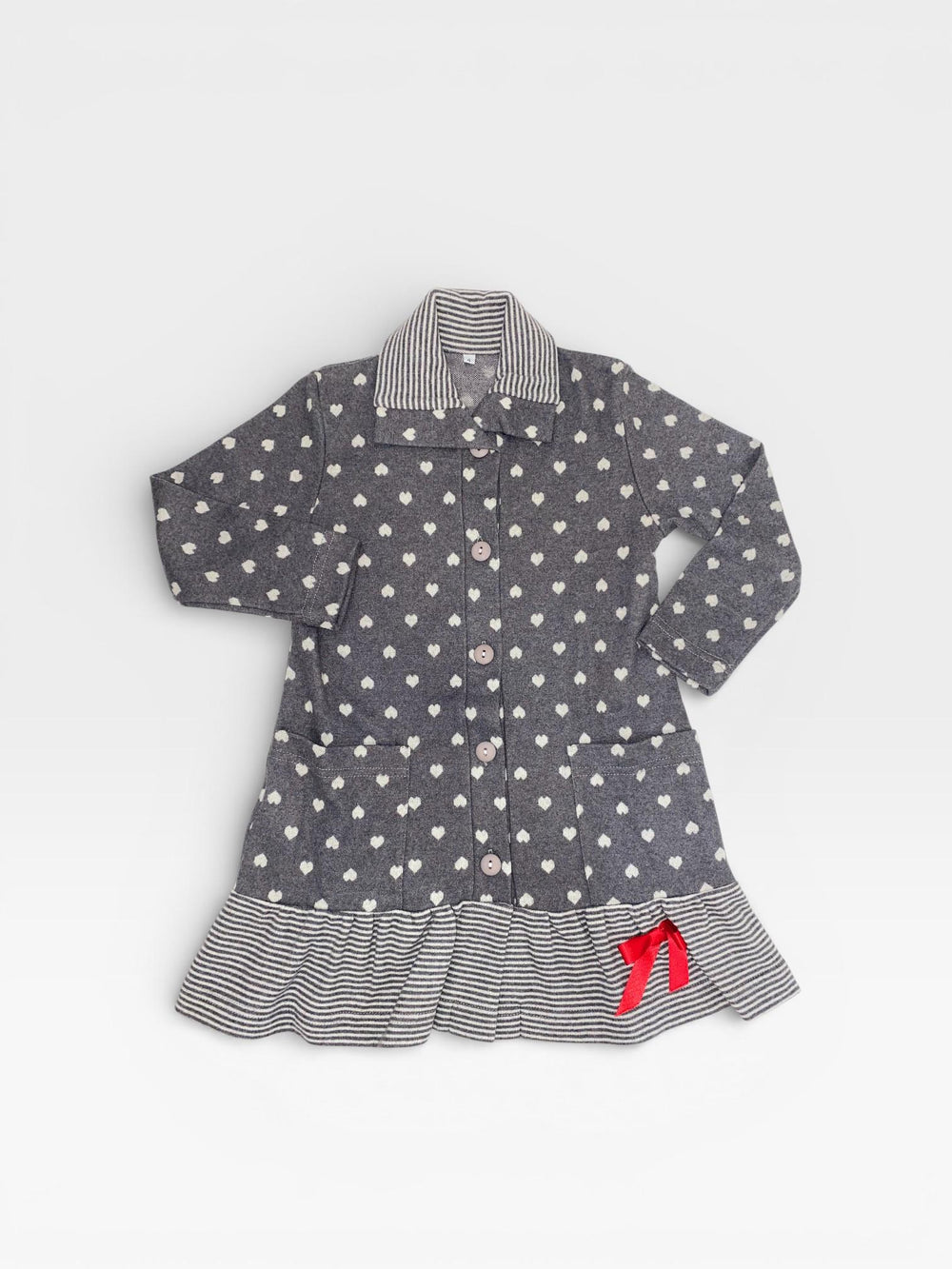Vestaglia punto milano con cuoricini e dettagli a righe 01 GR Bobosette! 