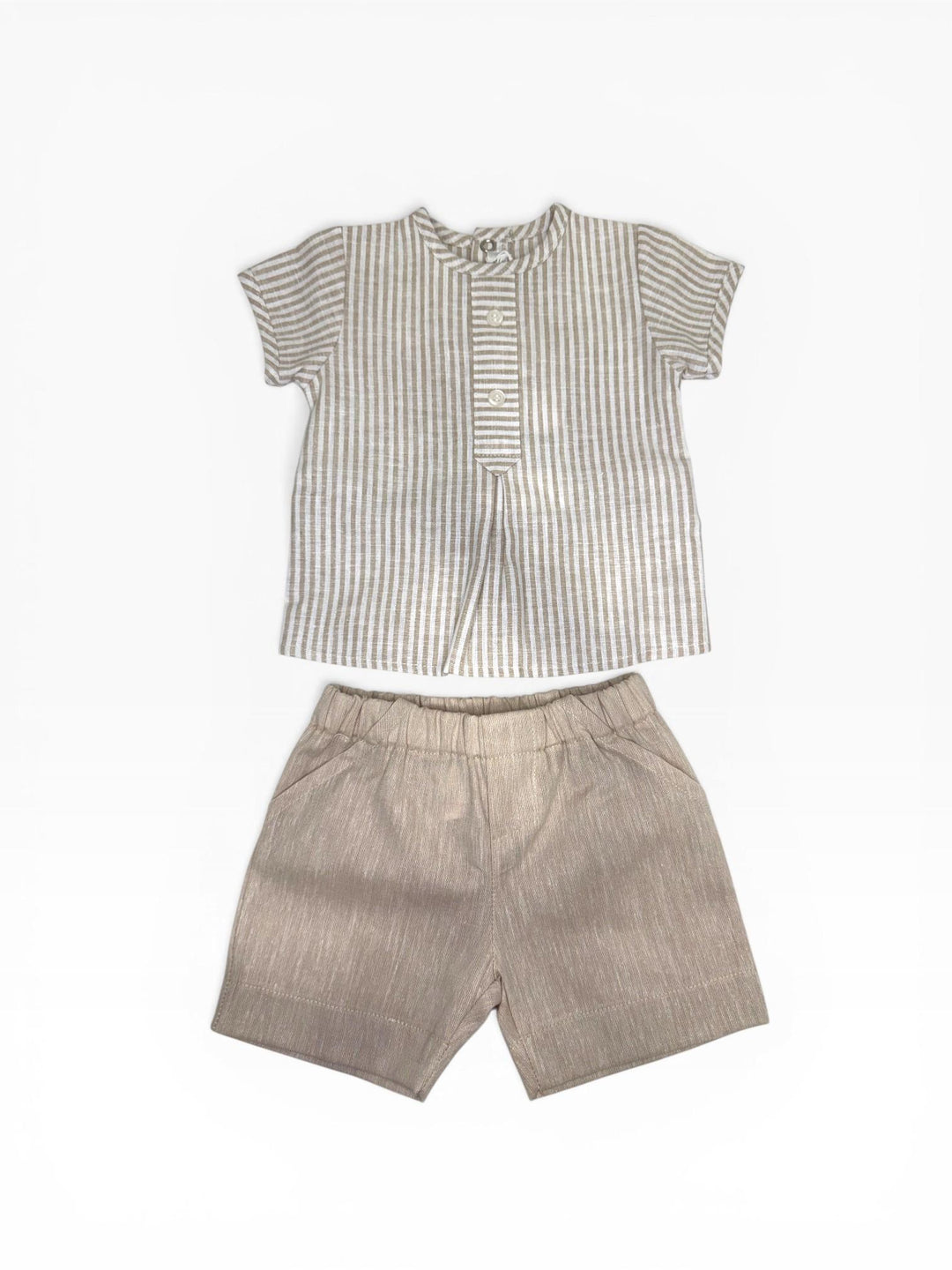 Coordinato in misto lino a righe CC8910 BBS Teto e Tatta 