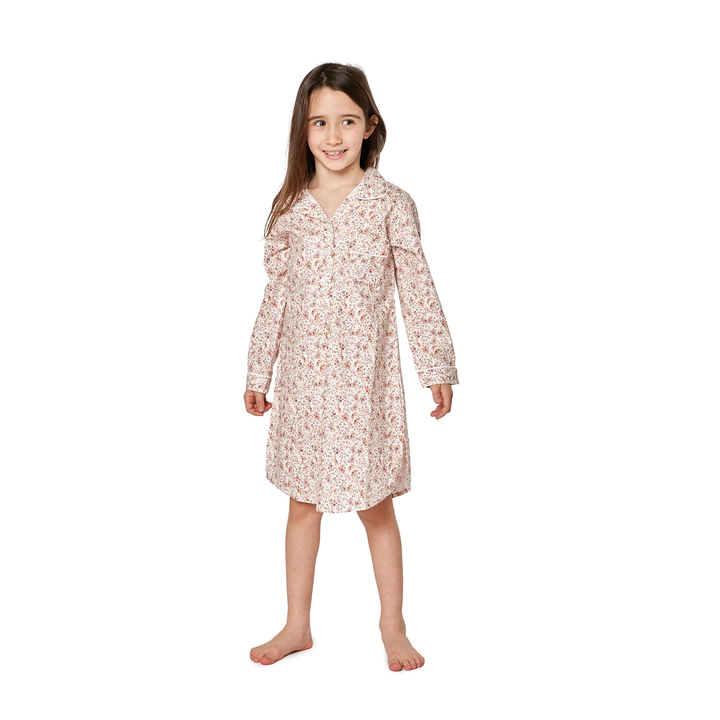 Camicia da notte bambina in cotone fiori rosa NANCY BF 070 GOLD 