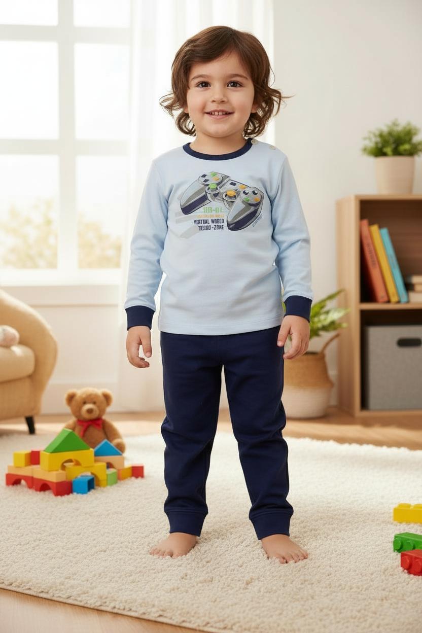 Pigiama in cotone caldo con dettagli "Playstation" SI17 2625I19 040# SOTTOCOPERTA 