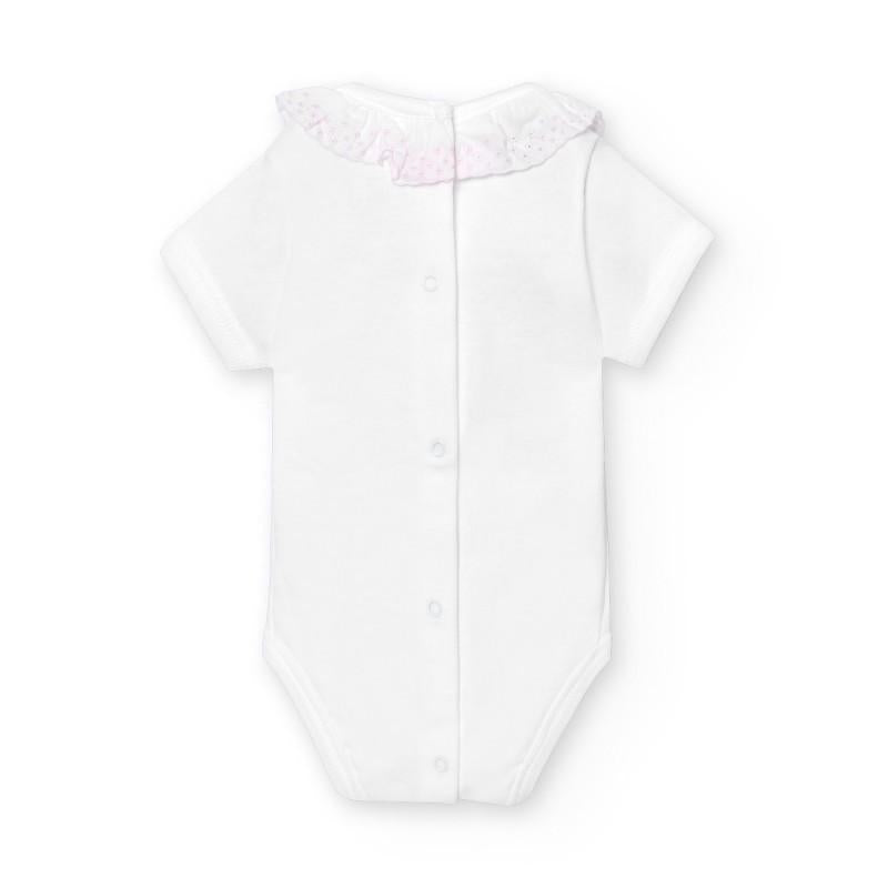 Body manica corta con collo in san gallo 1193 RO BABIDU 
