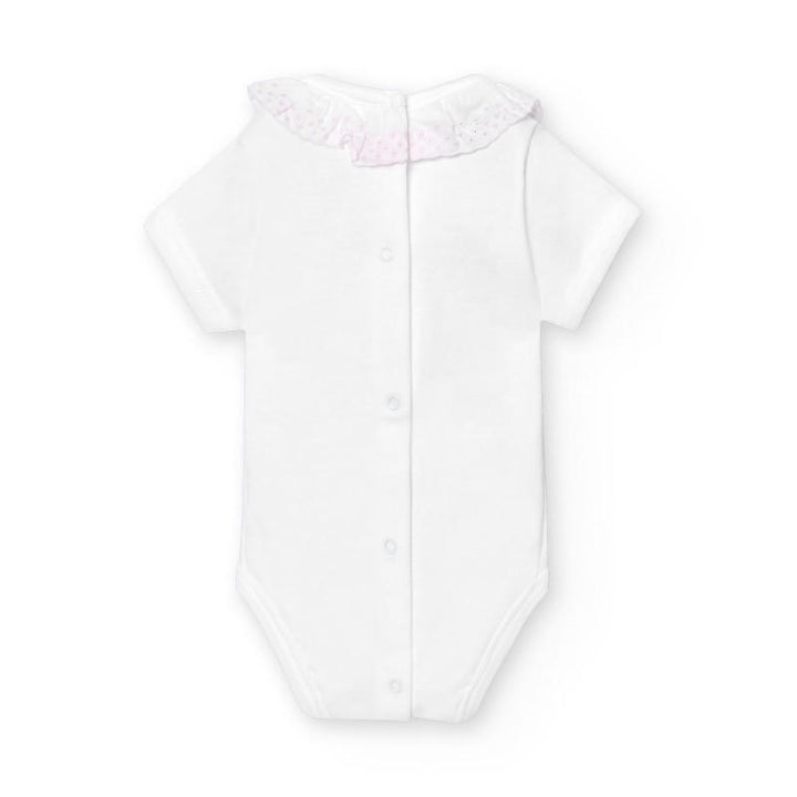 Body manica corta con collo in san gallo 1193 RO BABIDU 