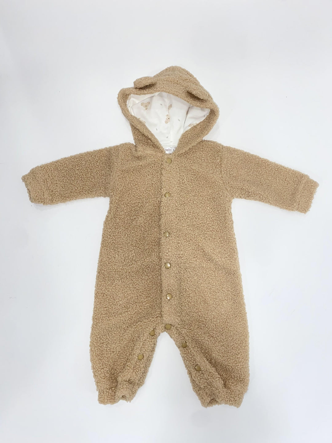 Tutina orsetto in tessuto teddy con cappuccio TU8283 BS Teto e Tatta 