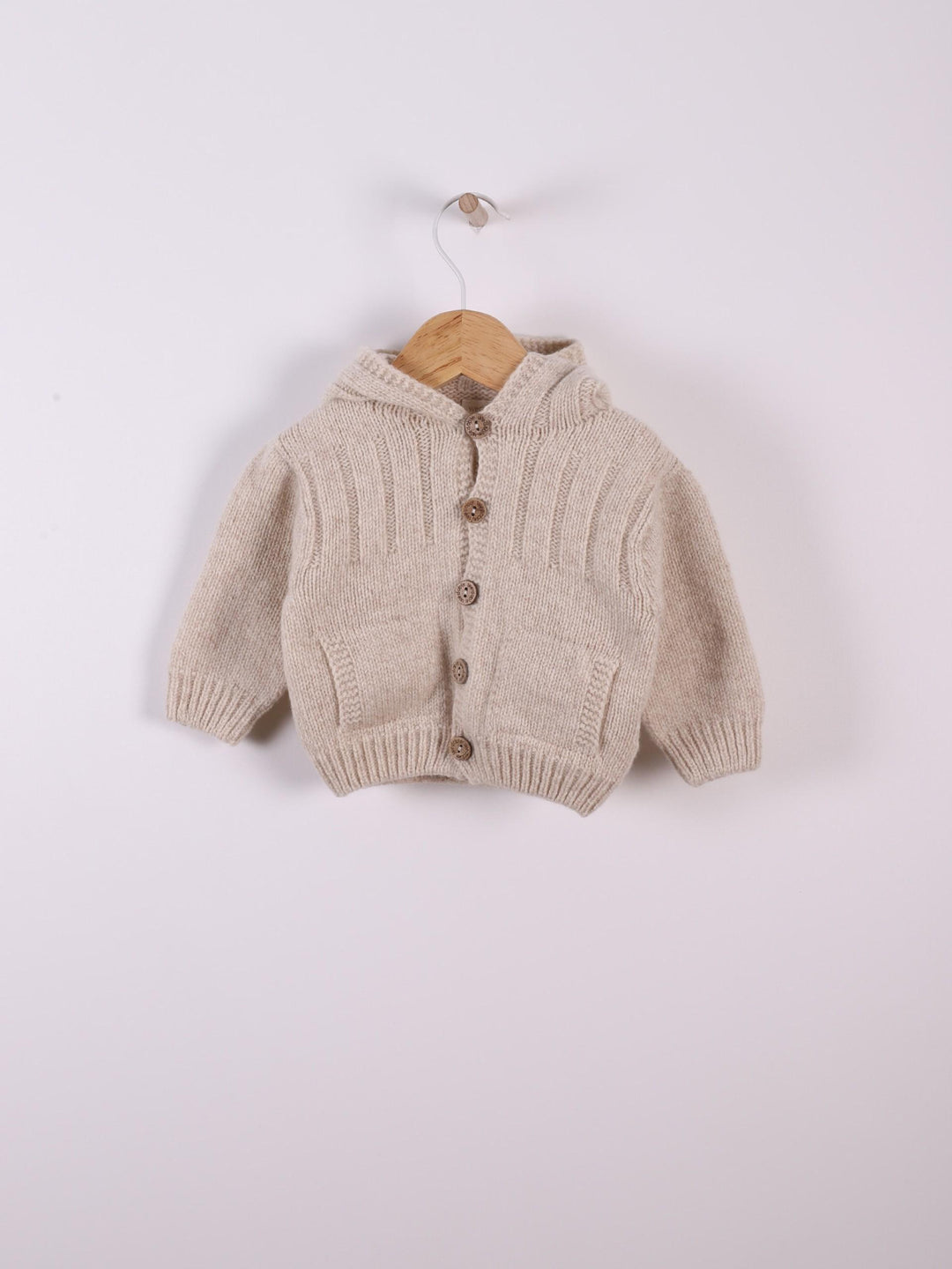 Cardigan con cappuccio lavorato a maglia in lana merino 03308A 22 WEDOBLE 
