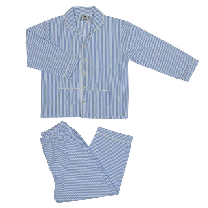 Pigiama in cotone lungo bianco e celeste CHARLY BCL BC GOLD 