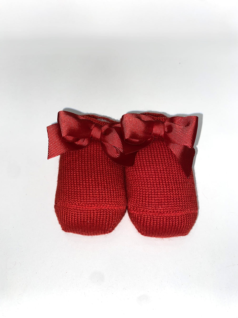 Scarpine da neonato in lana con fiocco rosso 3325 S1 STORY calze 
