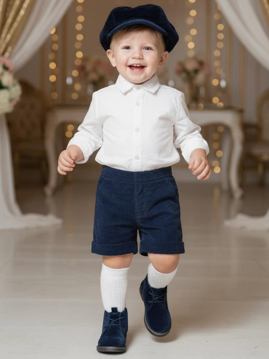 Bermuda all'Inglese in velluto blu NAPOLI 103 Mantì 