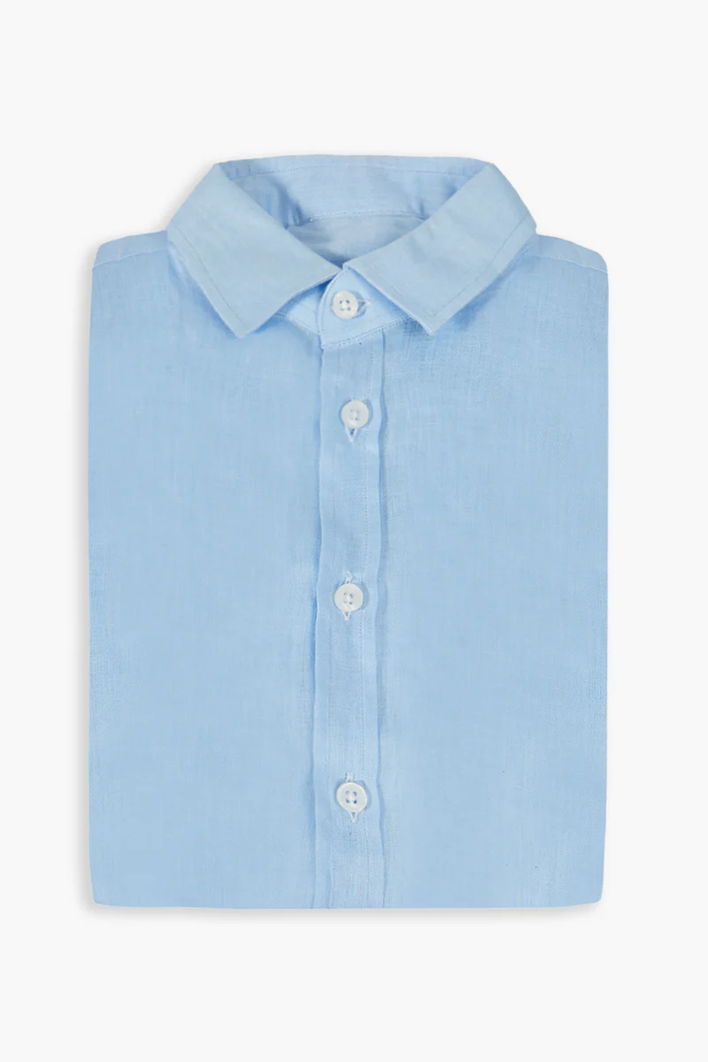 Camicia in lino azzurro FRANCESE 104 Antigua 