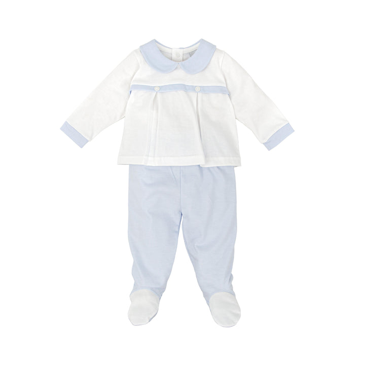 Completo due pezzi bianco e azzurro 50219 BC BABIDU 