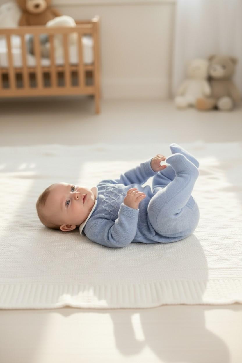 Tutina in lana con ricamo a nido d'ape 300 CB BABY Lord 