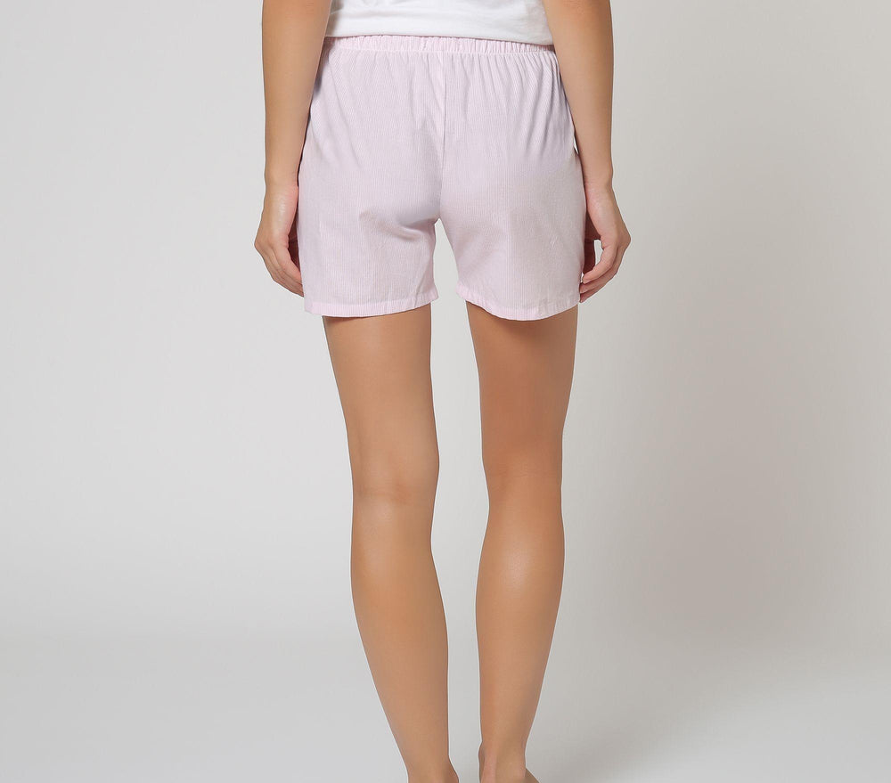 Shorts in cotone righe bianche e rosa<BR/> SHORT BC 777 GOLD 