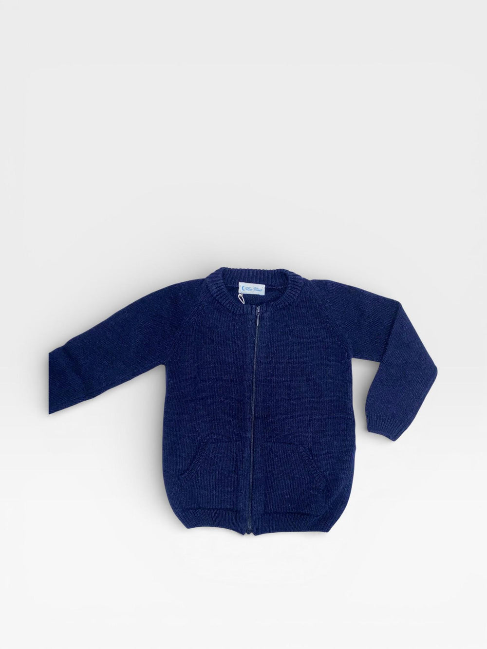Cardigan in lana con zip blu LN62641 BL LA NUIT 
