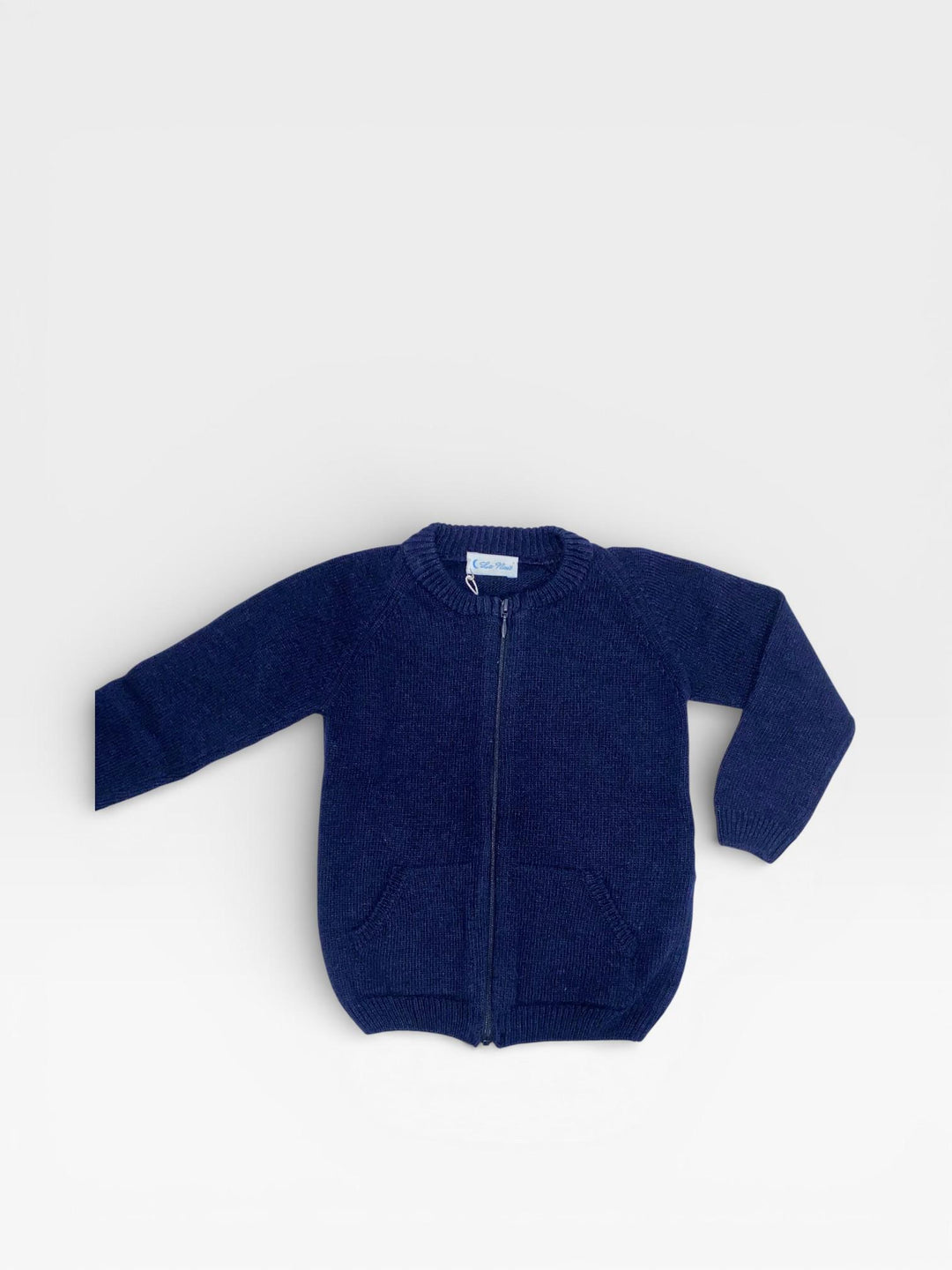 Cardigan in lana con zip blu LN62641 BL LA NUIT 