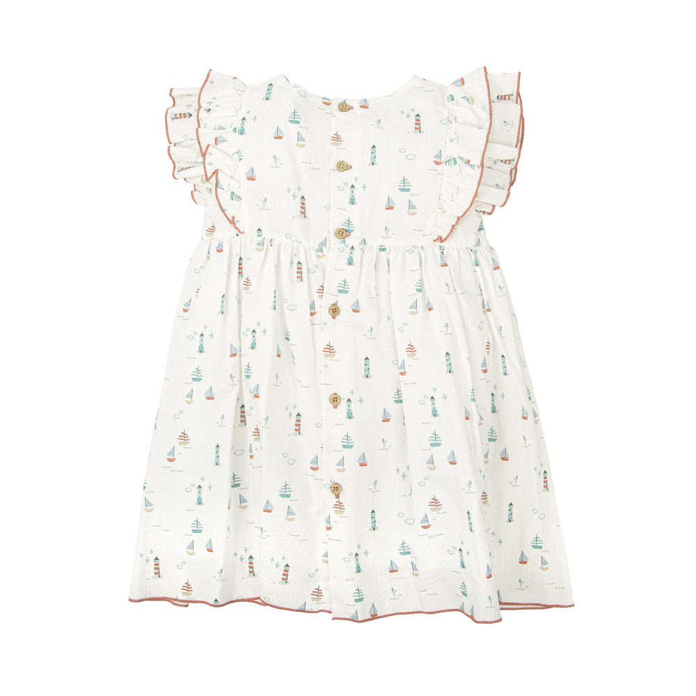 Abito con motivo marino e volant 91420 MU BABIDU 