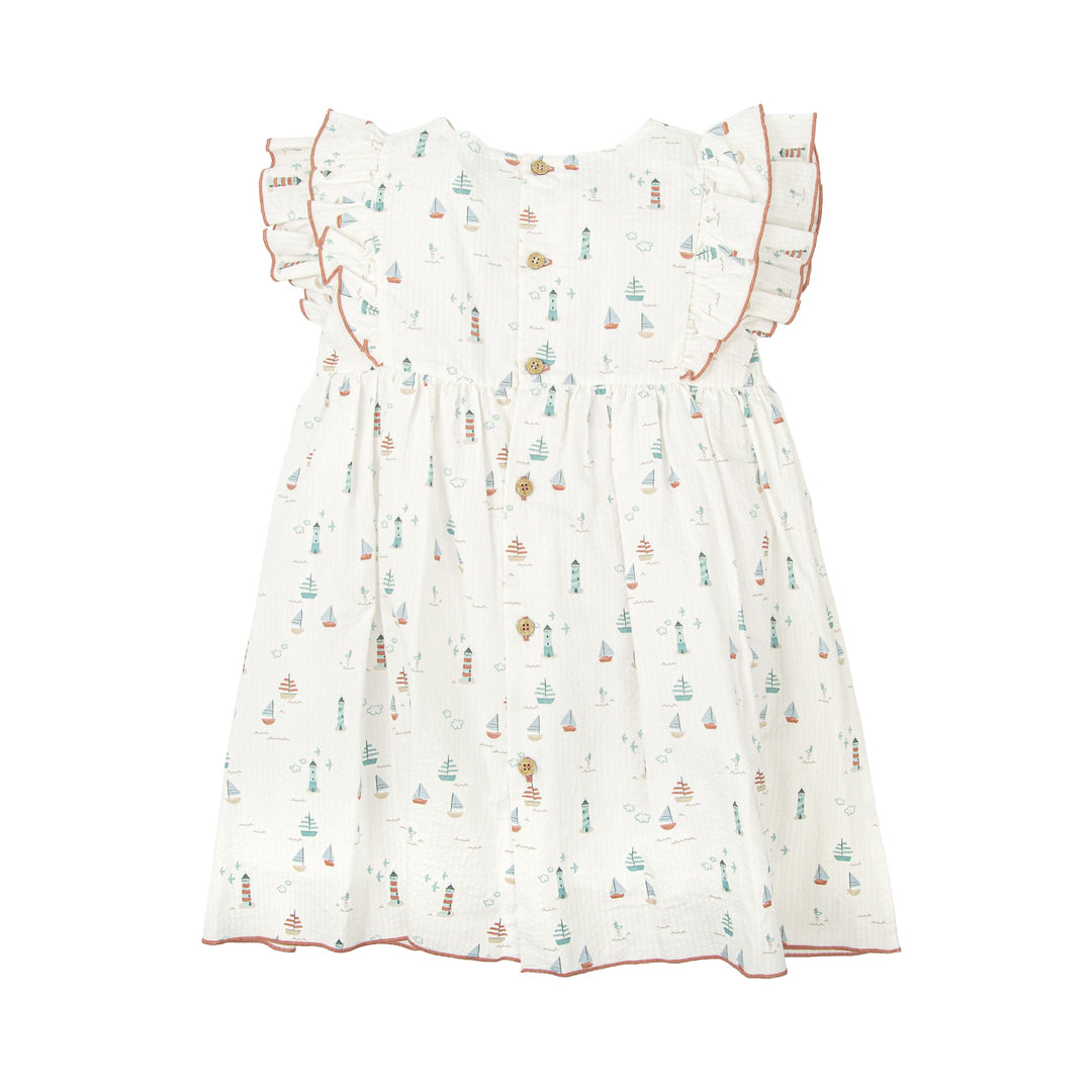 Abito con motivo marino e volant 91420 MU BABIDU 