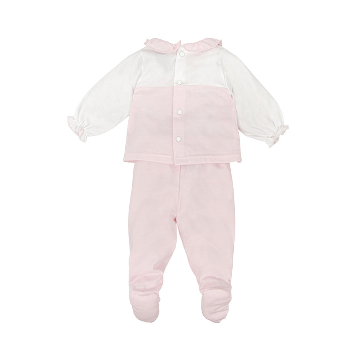 Completo bicolore con volant rosa e bianco 51219 BR BABIDU 