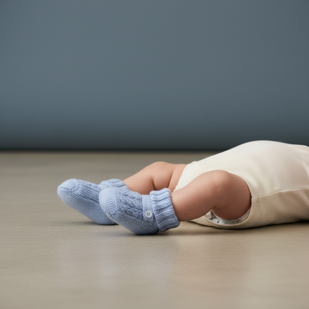 Scarpine da neonato in lana con lavorazione a treccia 702 CE BABY Lord 