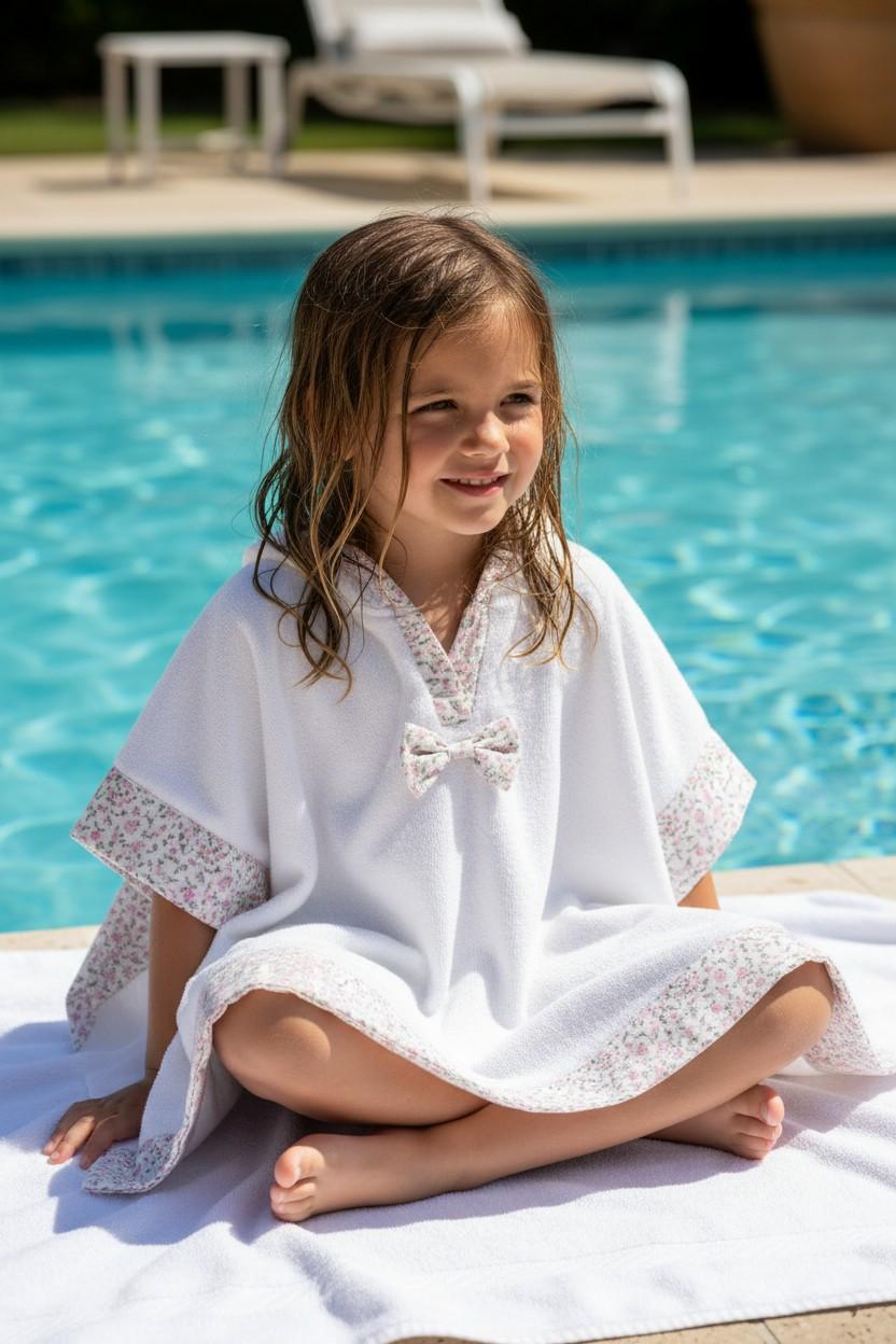 Poncho in spugna con profili floreali LAMPEDUSA BR Mantì 