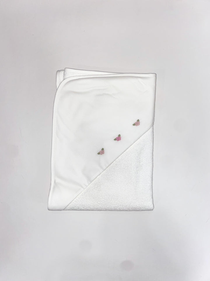 Triangolo da bagno in piquet con roselline ricamate a mano AS8000 BR Teto e Tatta 