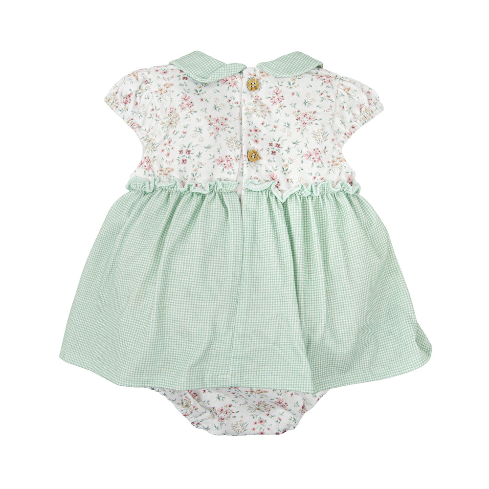 Abito pagliaccetto con stampa floreale e quadretti 33224 VE BABIDU 