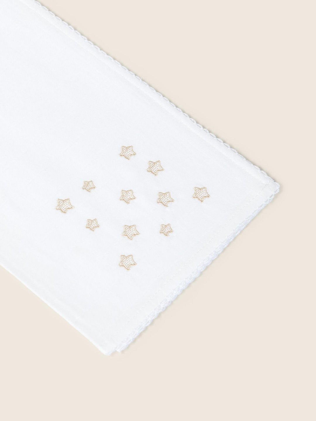 Quadrato in cotone con stelline ricamate beige 18968E 04 WEDOBLE 
