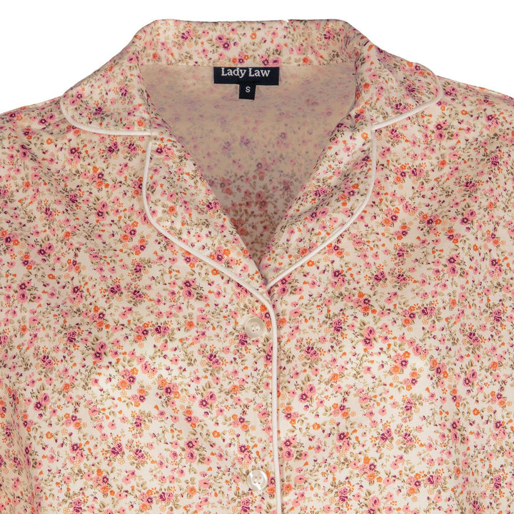 Pigiama donna lungo in cotone fiori rosa LUCY DFL 070 GOLD 