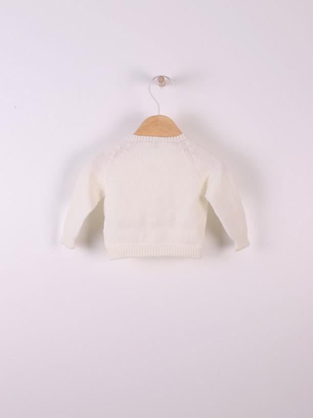 Cardigan con treccine in lana merino 08308A 03 WEDOBLE 