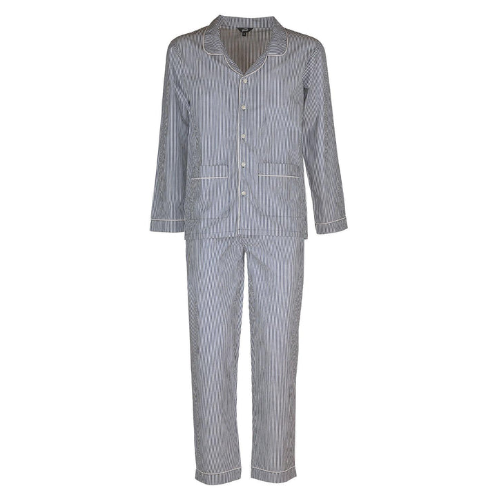 Pigiama lungo in cotone a righe blu scuro<BR/> CHARLY UCL 932 GOLD 
