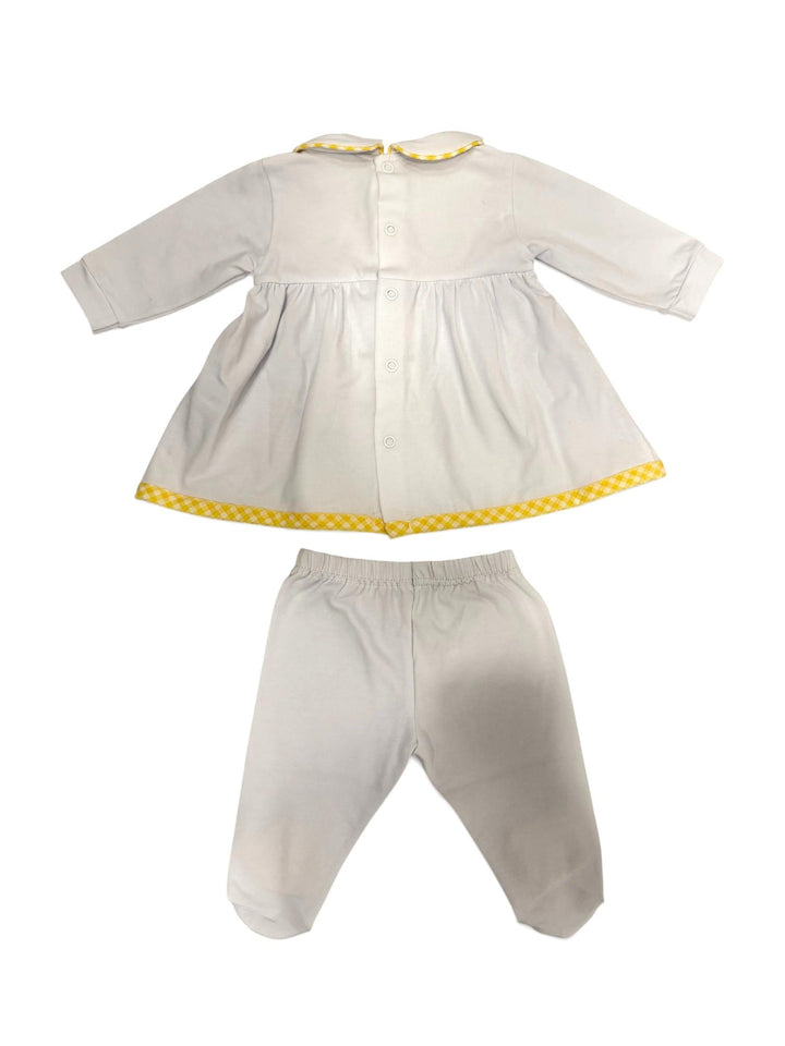 Completo con dettagli vichy e ricami a mano CL8740 BGI Teto e Tatta 