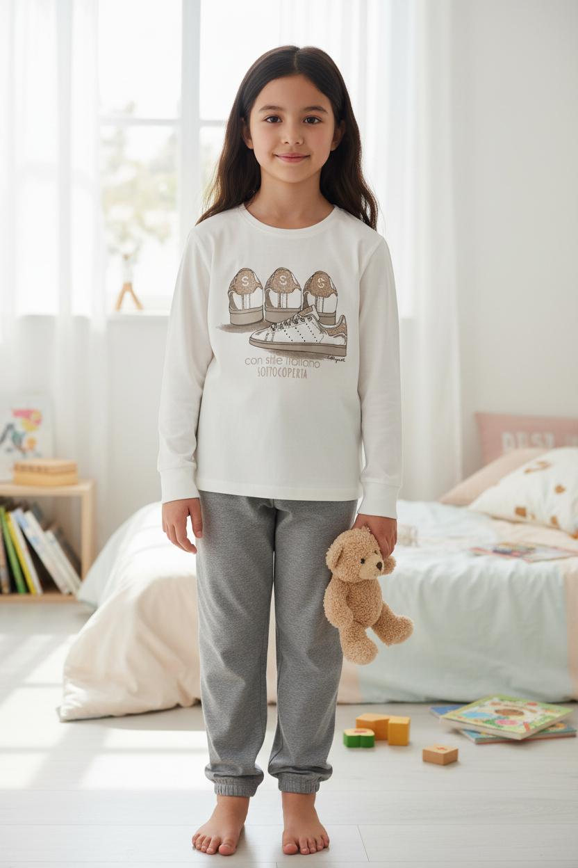 Pigiama caldo cotone con grafica di scarpette 1225I08 060# Sottocoperta R. 