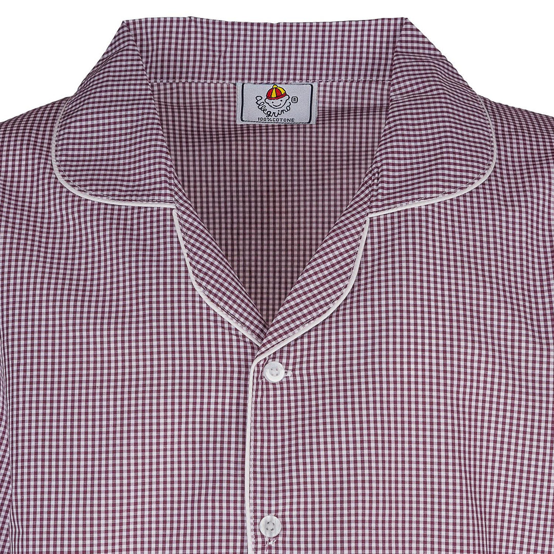 Pigiama lungo in cotone quadro bordeaux e bianco CHARLY BCL/7 926 GOLD 