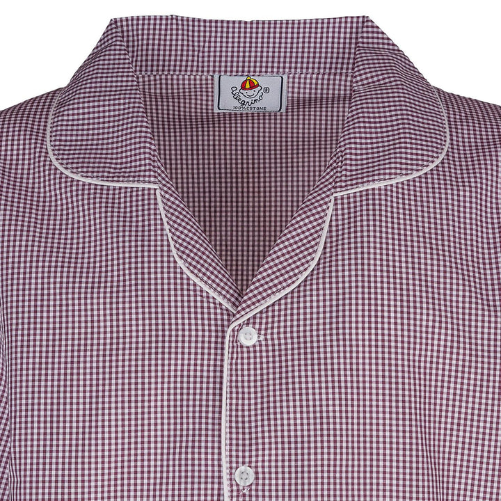 Pigiama lungo in cotone quadro bordeaux e bianco CHARLY BCL/7 926 GOLD 