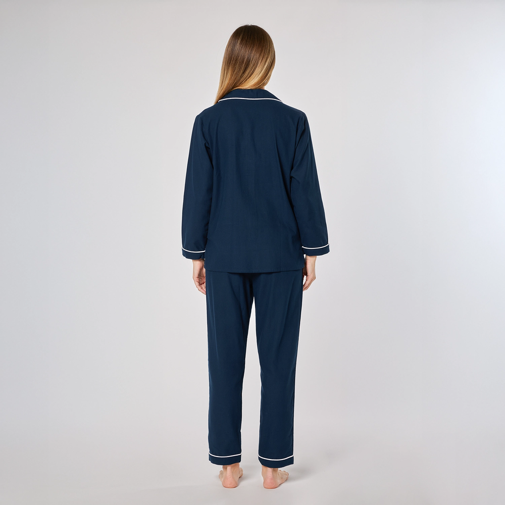 Pigiama donna lungo in flanella blu unito LUCY DLF 887 GOLD 