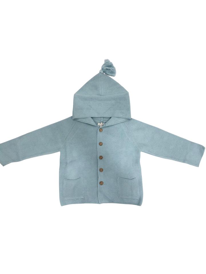 Cardigan con cappuccio in filo turchese 10308A/E 11 WEDOBLE 