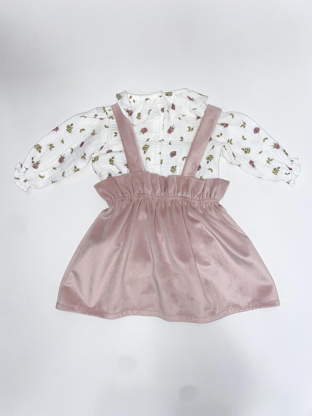 Salopette a gonna in velluto con camicia a fantasia VS8050 RO Teto e Tatta 