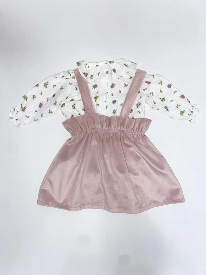 Salopette a gonna in velluto con camicia a fantasia VS8050 RO Teto e Tatta 