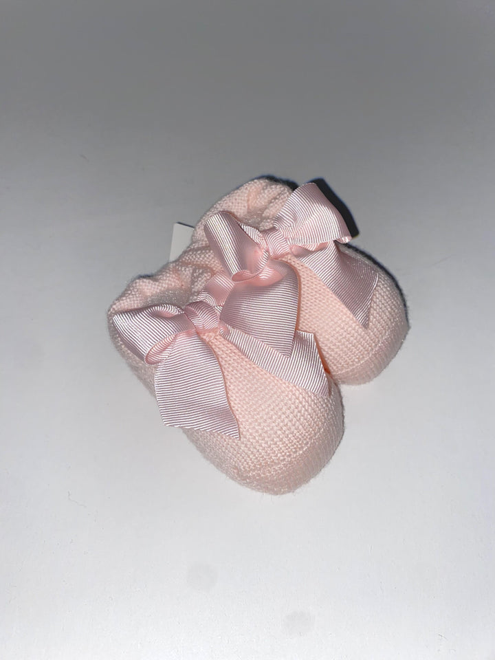 Scarpine da neonato in lana con fiocco rosa 3325 1R STORY calze 