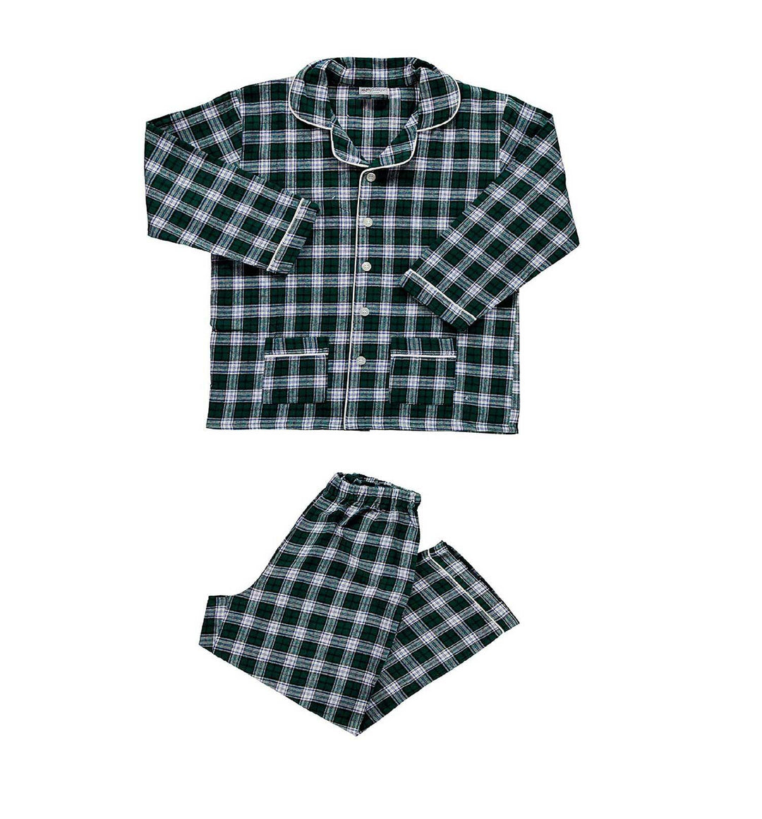 Pigiama lungo in flanella verde scozzese CHARLY NF 642 GOLD 