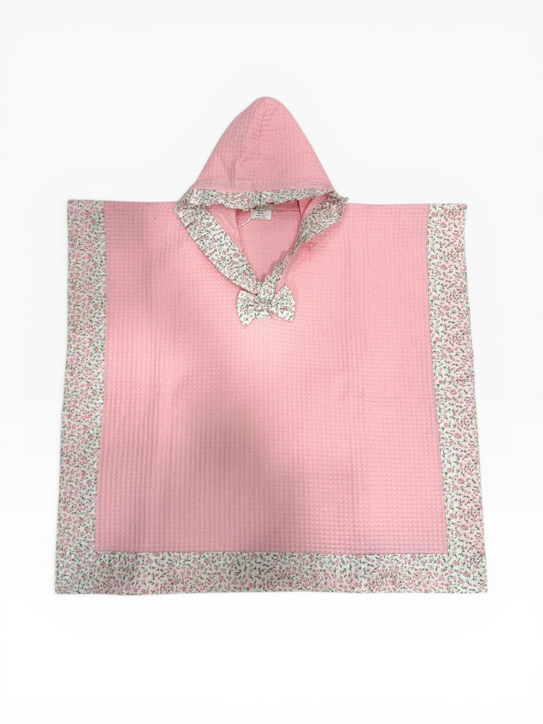 Poncho in nido d'ape rosa con profili floreali LAMPEDUSA 62/10 Mantì 