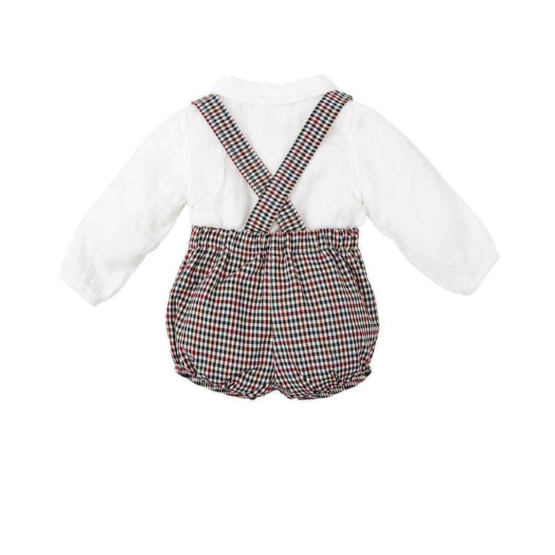 Completo neonato con pantalone con bretelle e camicia bianca 40660 BD BABIDU 