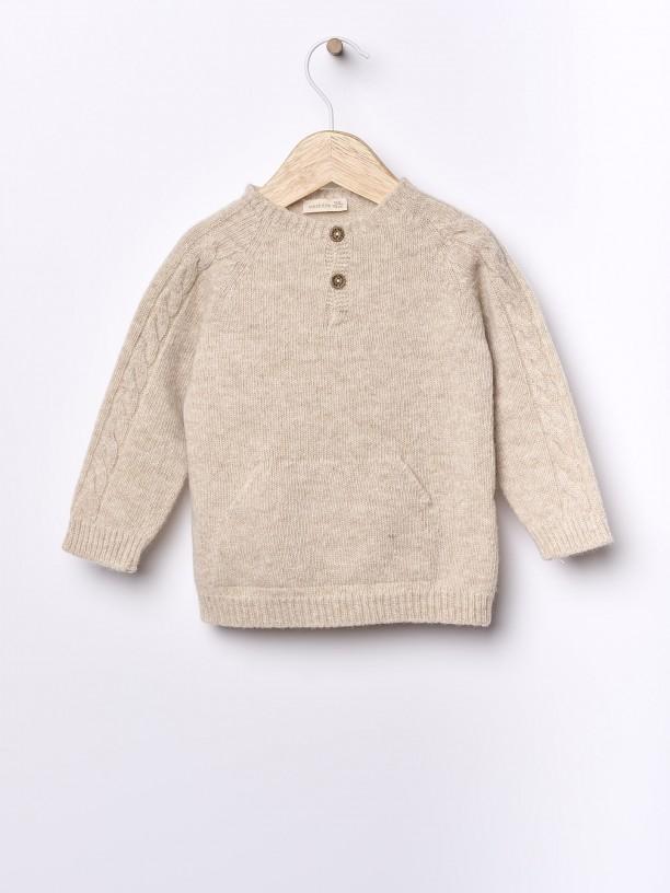 Maglione con tasca in lana merino 11301G 04 WEDOBLE 
